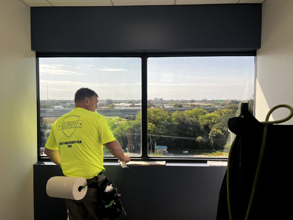 3M Ultra Prestige 70 window film installed on West Palm Beach office building for security and solar protection.