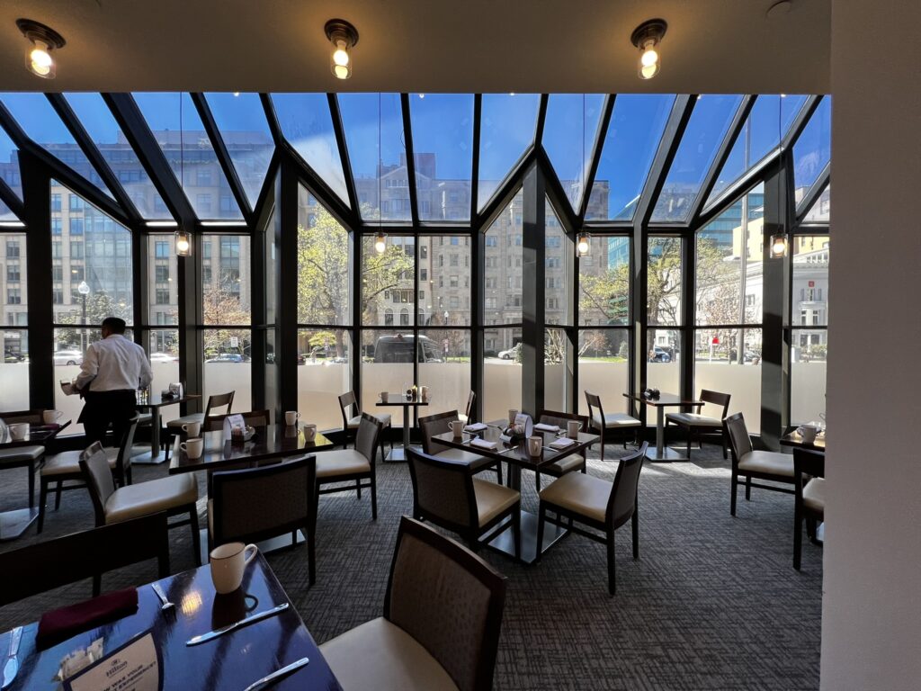 3M Prestige 40 window film installed at the historic Hilton Hotel in Washington, DC for UV and heat protection.