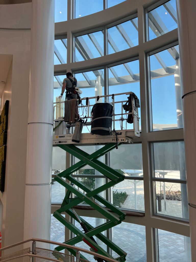 JM Family Enterprises – Deerfield Beach, FL Security window film installation for JM Family Headquarters in Deerfield Beach, FL, providing large missile impact protection.