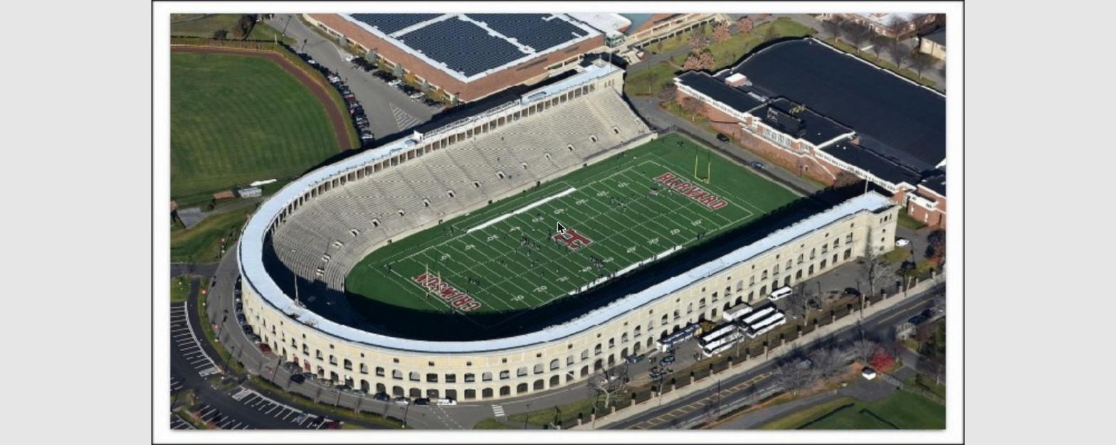 Aerial view of Harvard Stadium at Soldiers Field