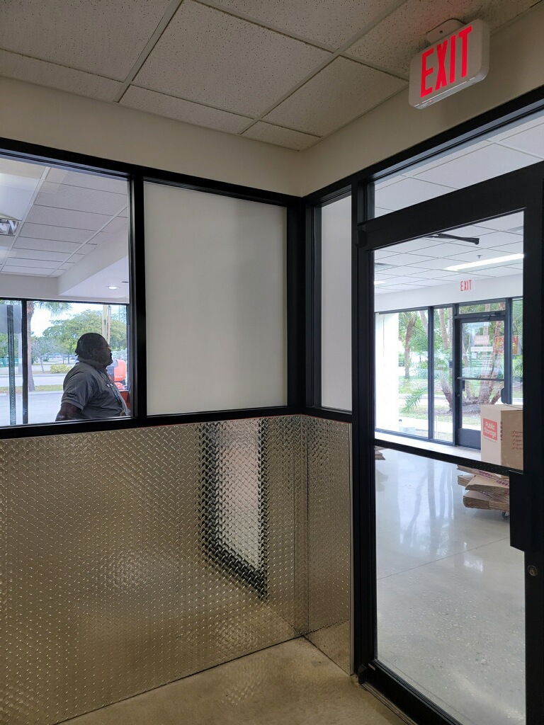 3M Fasara White Opaque decorative film on Public Storage interior office glass