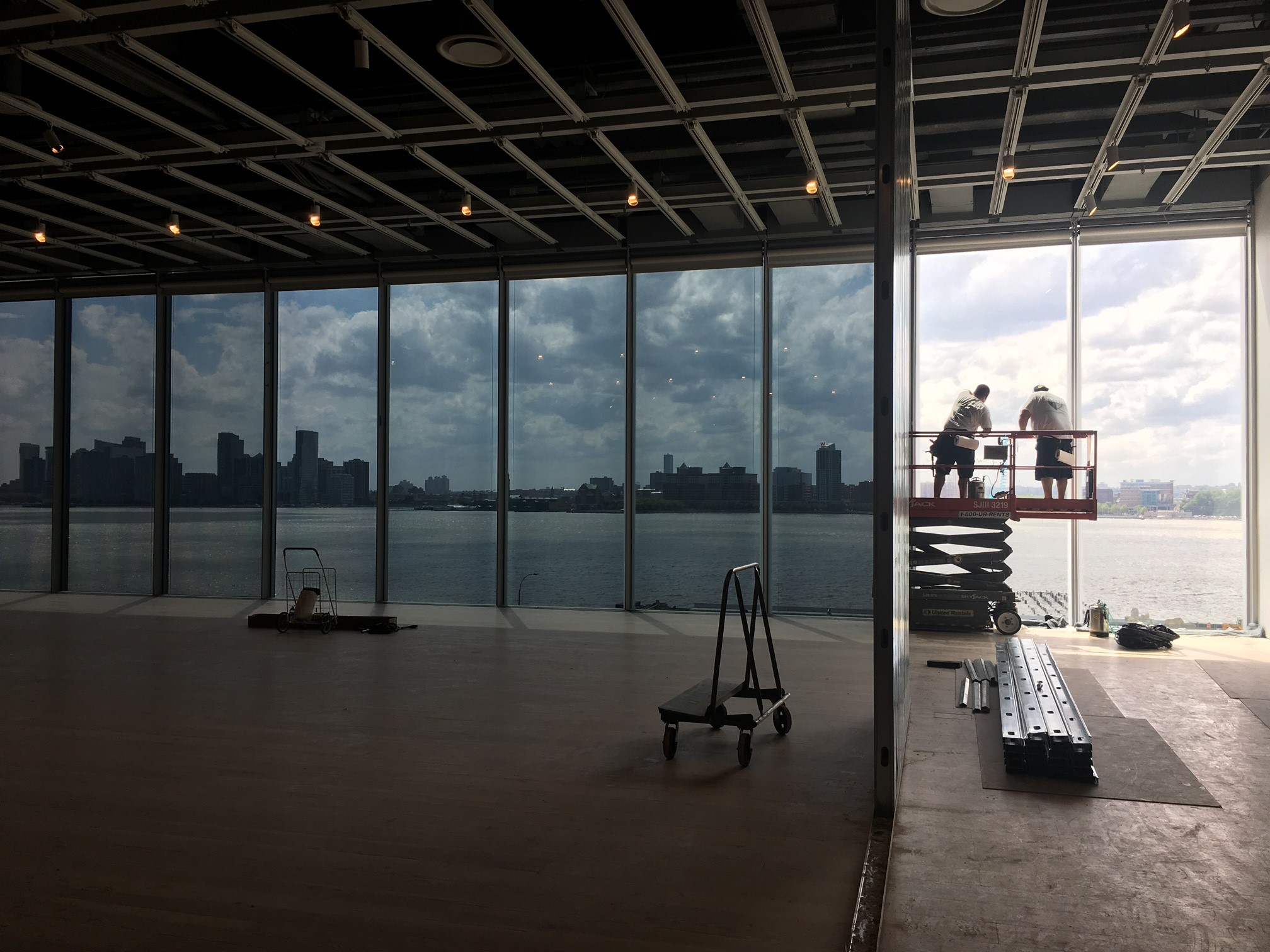 Guardian Bastille technicians installing museum window film at the Whitney Museum, New York, NY